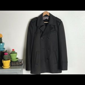 Black rivet olive green pea coat